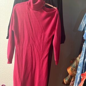 Elegant Red Turtleneck Dress